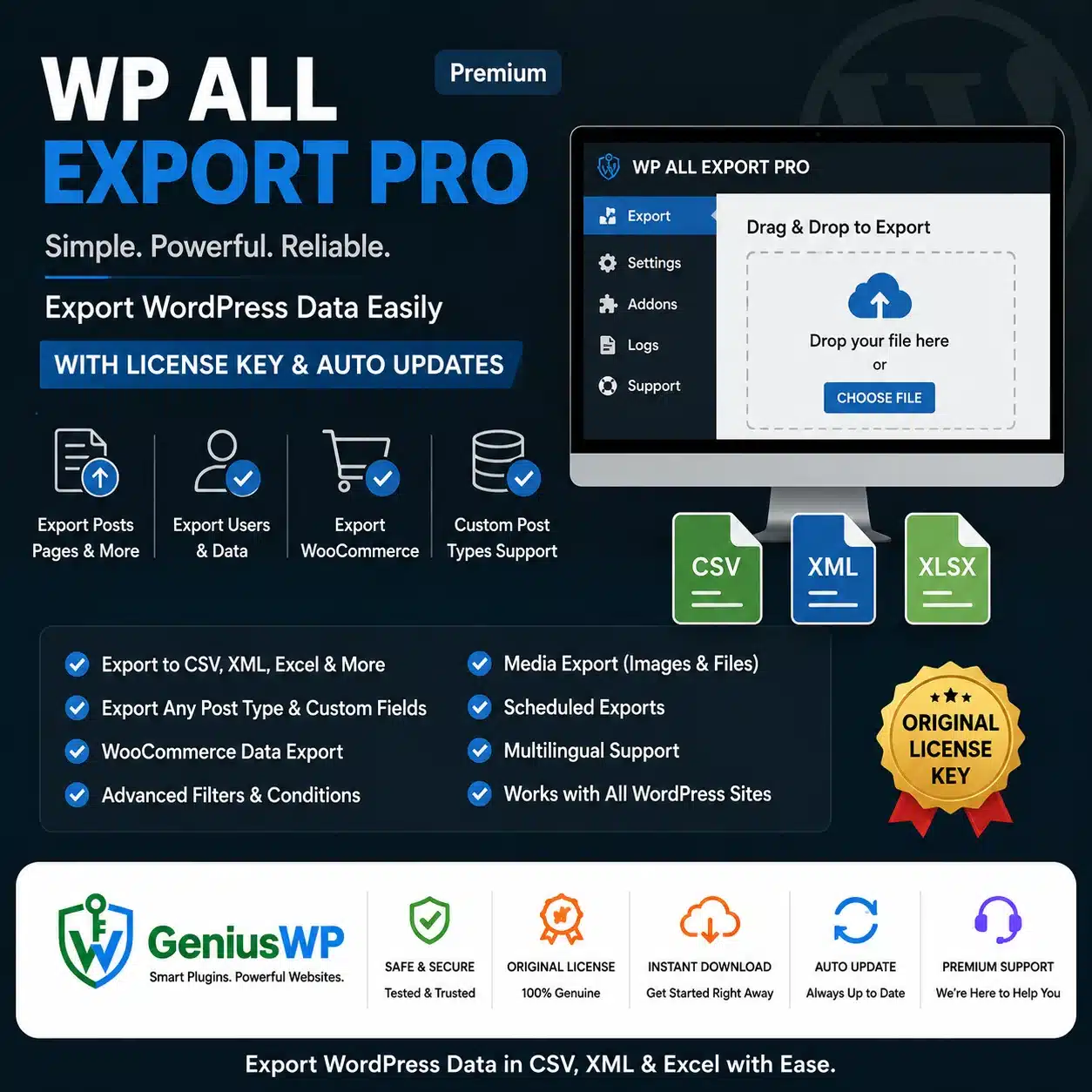 WP All Export Pro With Addon & License Key