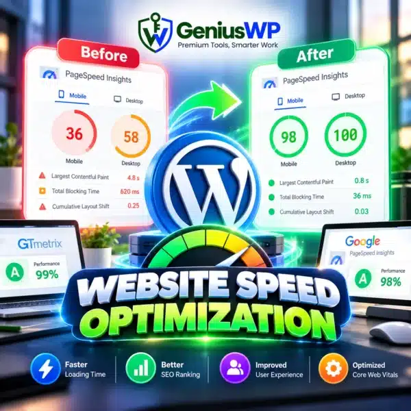 WordPress website speed optimization service by GeniusWP